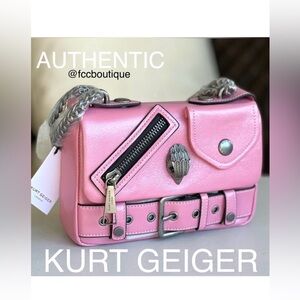 New KURT GEIGER Hackney SMALL convertible shoulder crossbody bag  Shimmery  Pink
